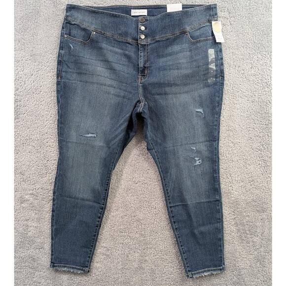 Lane Bryant Jegging Size 28 Wash High-Rise Flex Magic Waistband Distressed NWT - Picture 1 of 16